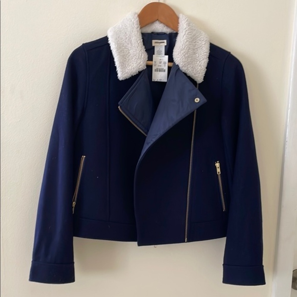 Brand new Navy Blue Jacket with Shearling Collar